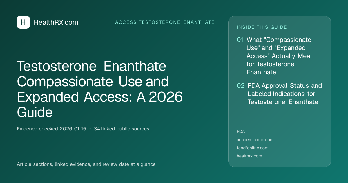 Evidence overview for Testosterone Enanthate Compassionate Use and Expanded Access: A 2026 Guide