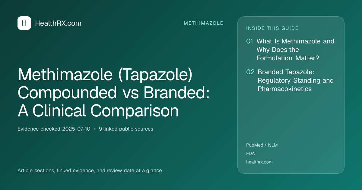 Evidence overview for Methimazole (Tapazole) Compounded vs Branded: A Clinical Comparison