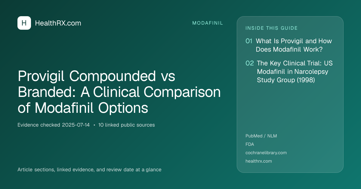 Evidence overview for Provigil Compounded vs Branded: A Clinical Comparison of Modafinil Options