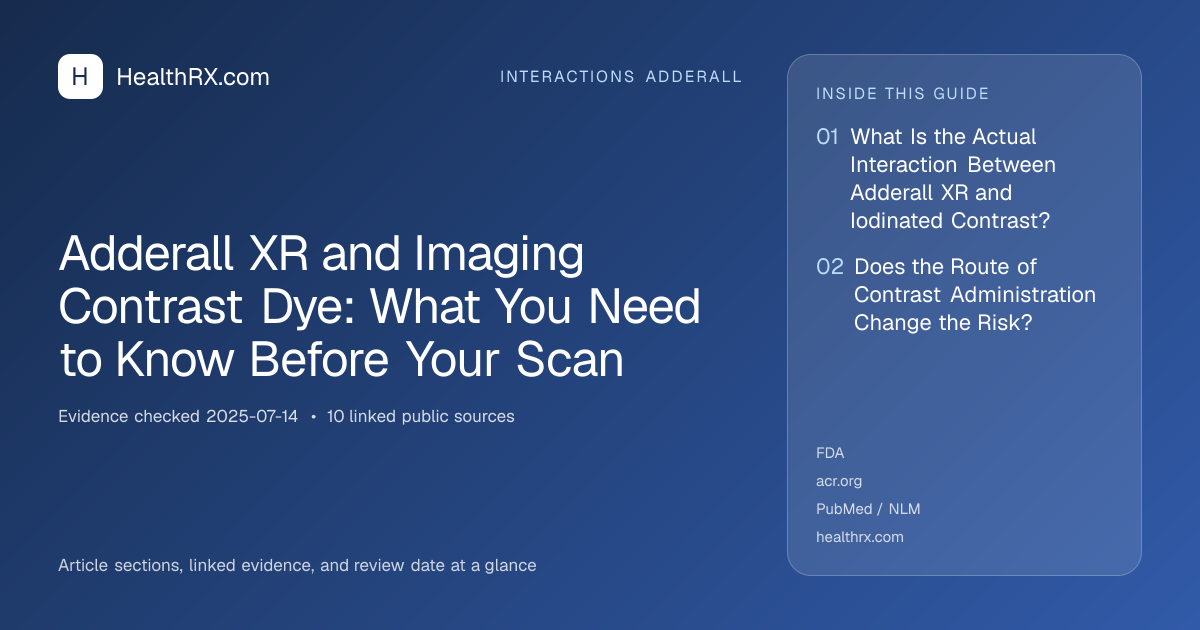 Evidence overview for interactions adderall: Adderall XR and Imaging Contrast Dye: What You Need to Know Before Your Scan