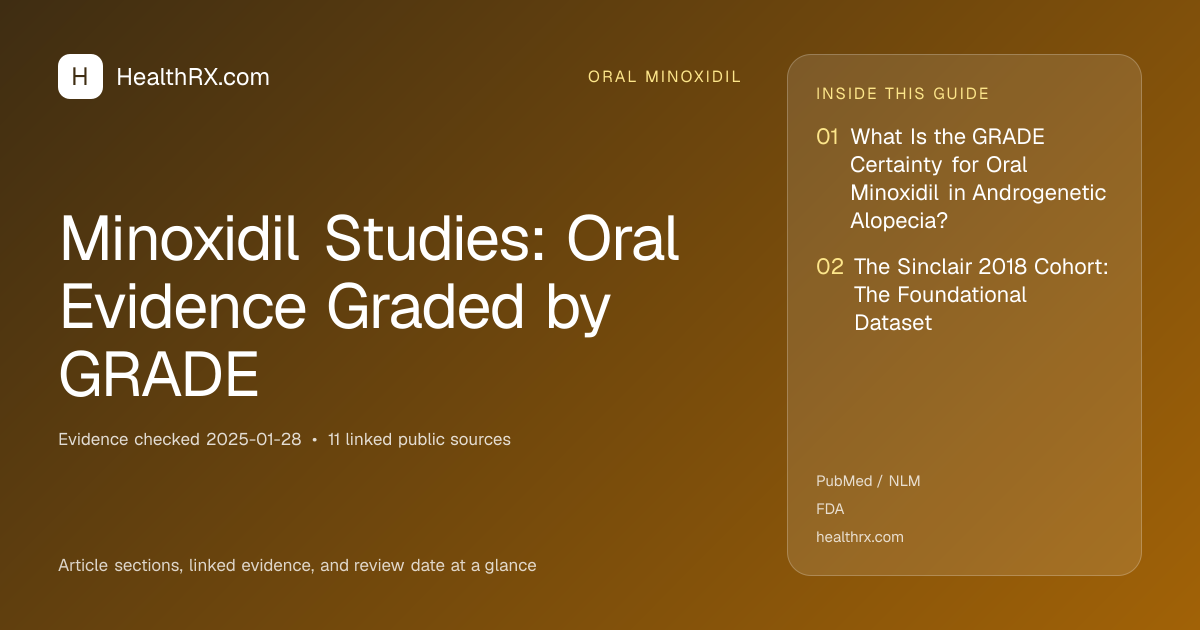 Evidence overview for Minoxidil Studies: Oral Evidence Graded by GRADE
