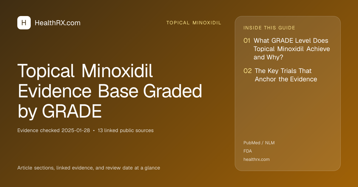 Evidence overview for topical minoxidil: Topical Minoxidil Evidence Base Graded by GRADE