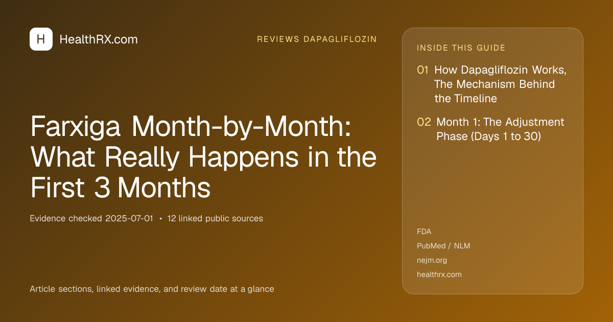 Evidence overview for reviews dapagliflozin: Farxiga Month-by-Month: What Really Happens in the First 3 Months
