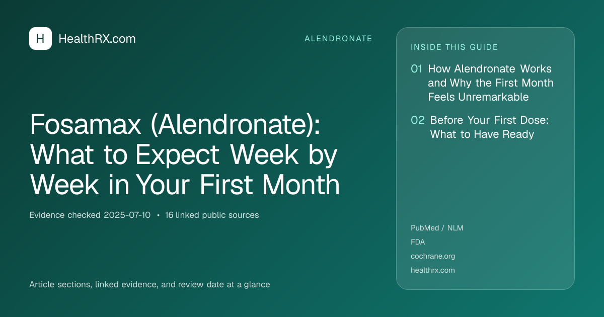 Evidence overview for alendronate: Fosamax (Alendronate): What to Expect Week by Week in Your First Month