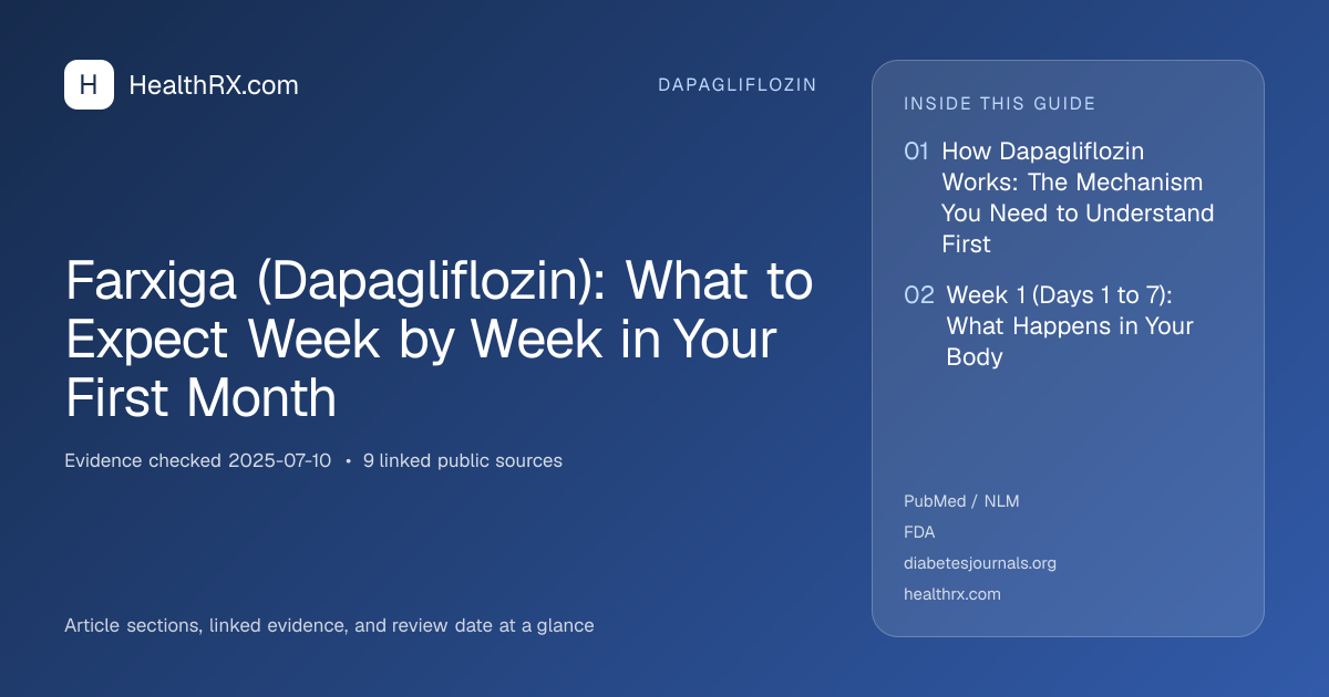 Evidence overview for dapagliflozin: Farxiga (Dapagliflozin): What to Expect Week by Week in Your First Month