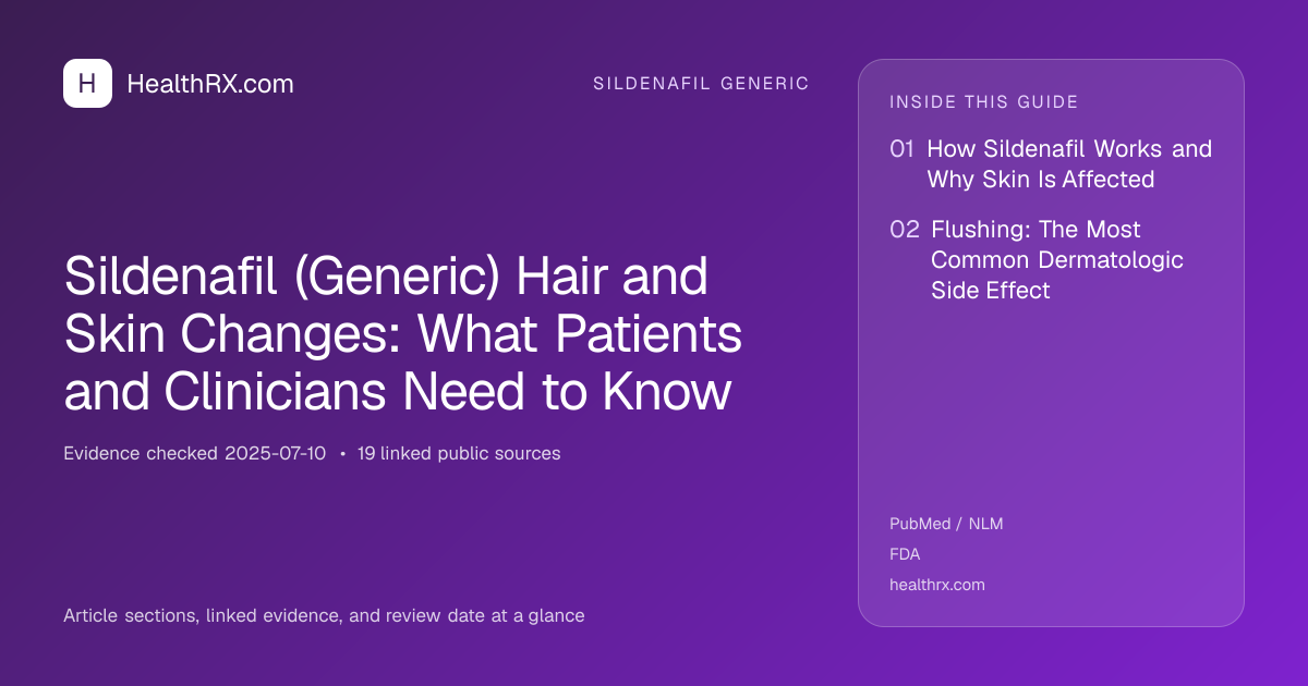 Evidence overview for sildenafil generic: Sildenafil (Generic) Hair and Skin Changes: What Patients and Clinicians Need to Know