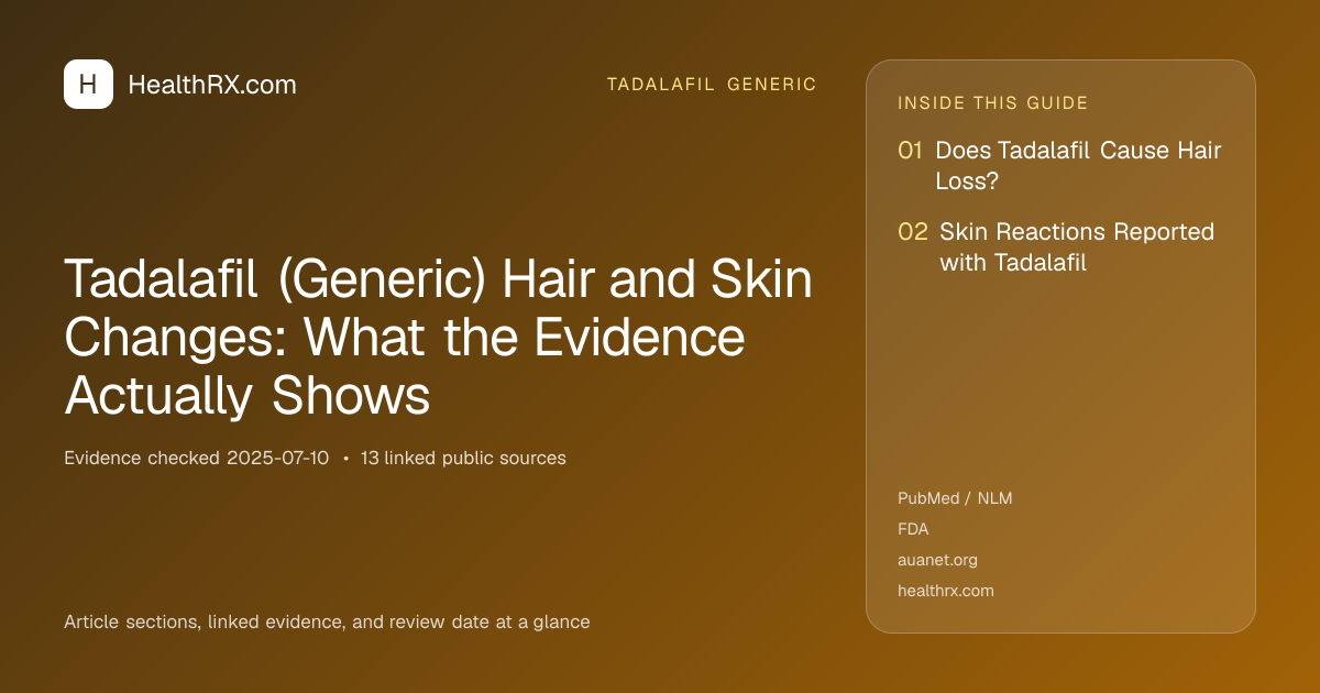 Evidence overview for tadalafil generic: Tadalafil (Generic) Hair and Skin Changes: What the Evidence Actually Shows