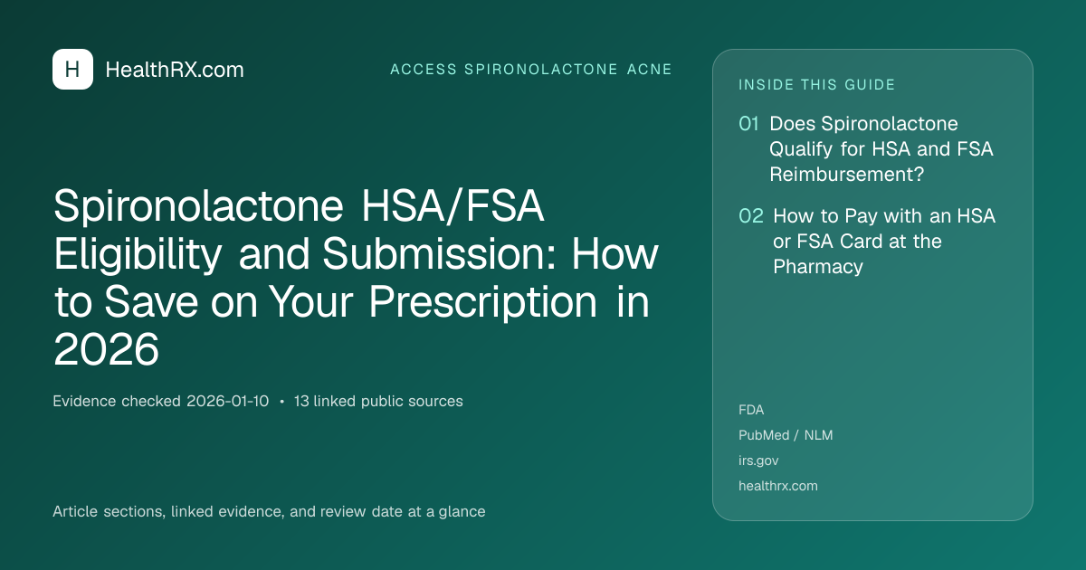 Evidence overview for Spironolactone HSA/FSA Eligibility and Submission: How to Save on Your Prescription in 2026
