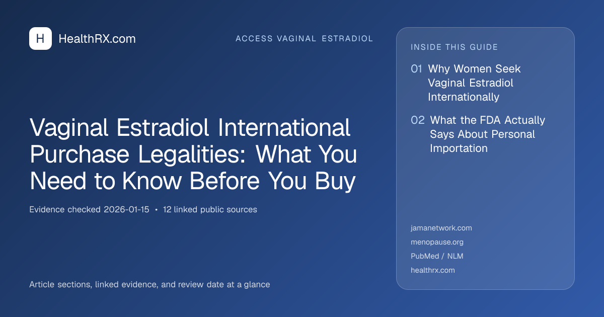 Evidence overview for Vaginal Estradiol International Purchase Legalities: What You Need to Know Before You Buy