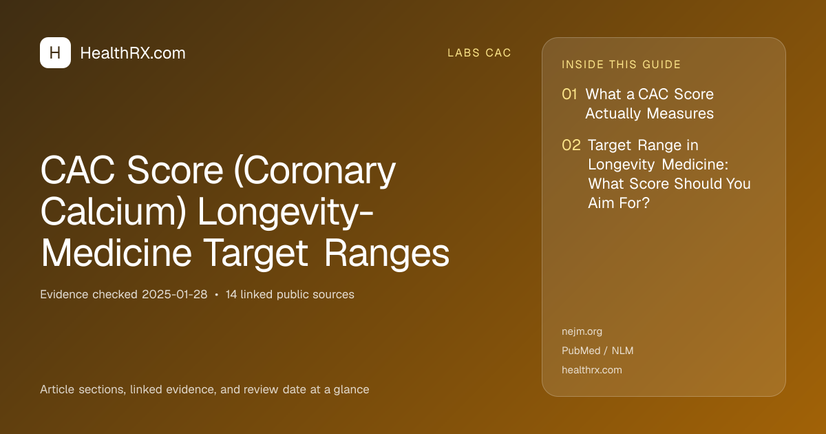 Evidence overview for CAC Score (Coronary Calcium) Longevity-Medicine Target Ranges