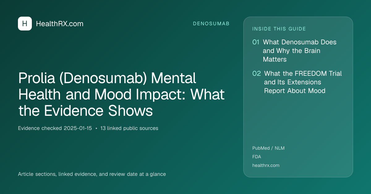 Evidence overview for denosumab: Prolia (Denosumab) Mental Health and Mood Impact: What the Evidence Shows