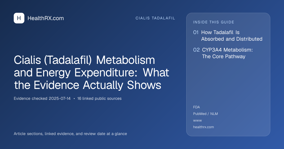 Evidence overview for cialis tadalafil: Cialis (Tadalafil) Metabolism and Energy Expenditure: What the Evidence Actually Shows