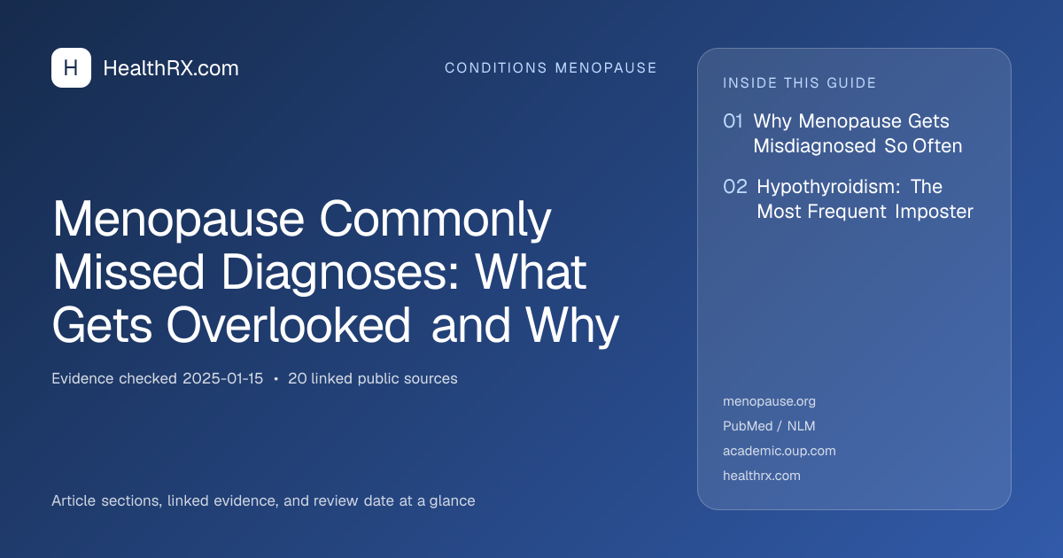 Evidence overview for conditions menopause: Menopause Commonly Missed Diagnoses: What Gets Overlooked and Why