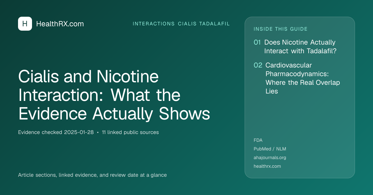 Evidence overview for interactions cialis tadalafil: Cialis and Nicotine Interaction: What the Evidence Actually Shows