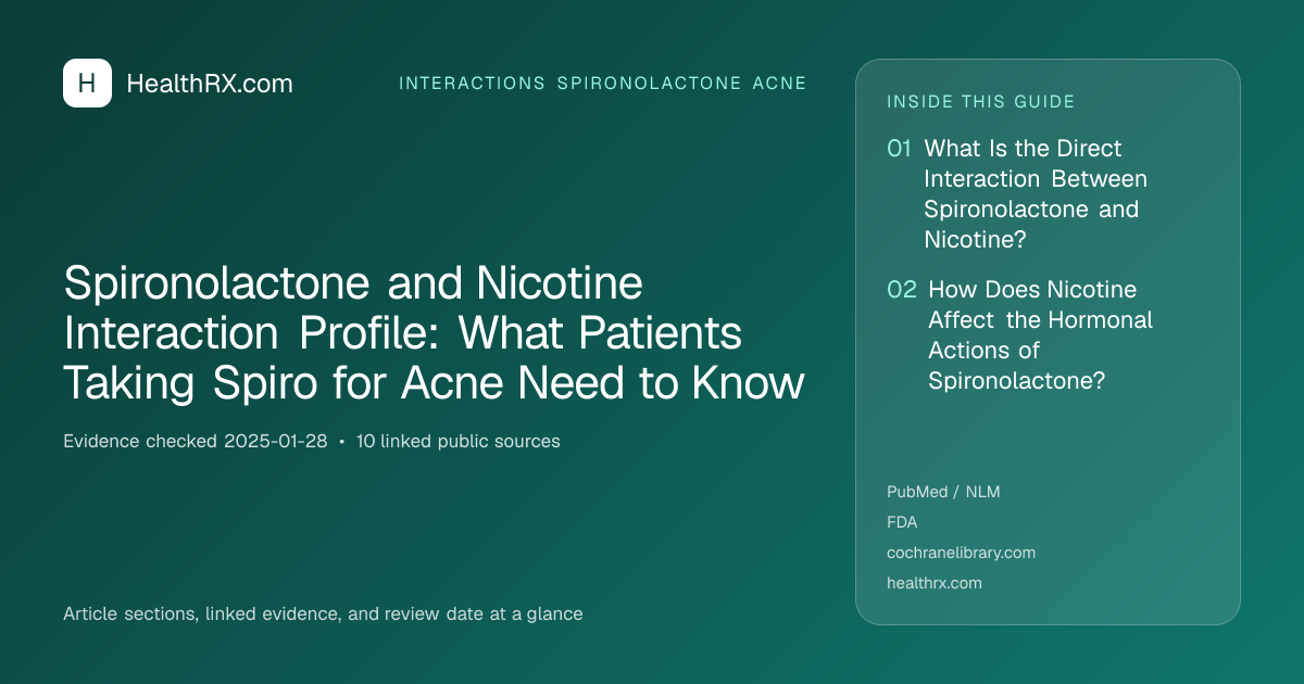 Evidence overview for interactions spironolactone acne: Spironolactone and Nicotine Interaction Profile: What Patients Taking Spiro for Acne Need to Know