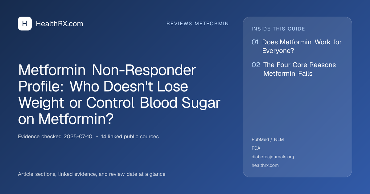 Evidence overview for reviews metformin: Metformin Non-Responder Profile: Who Doesn't Lose Weight or Control Blood Sugar on Metformin?