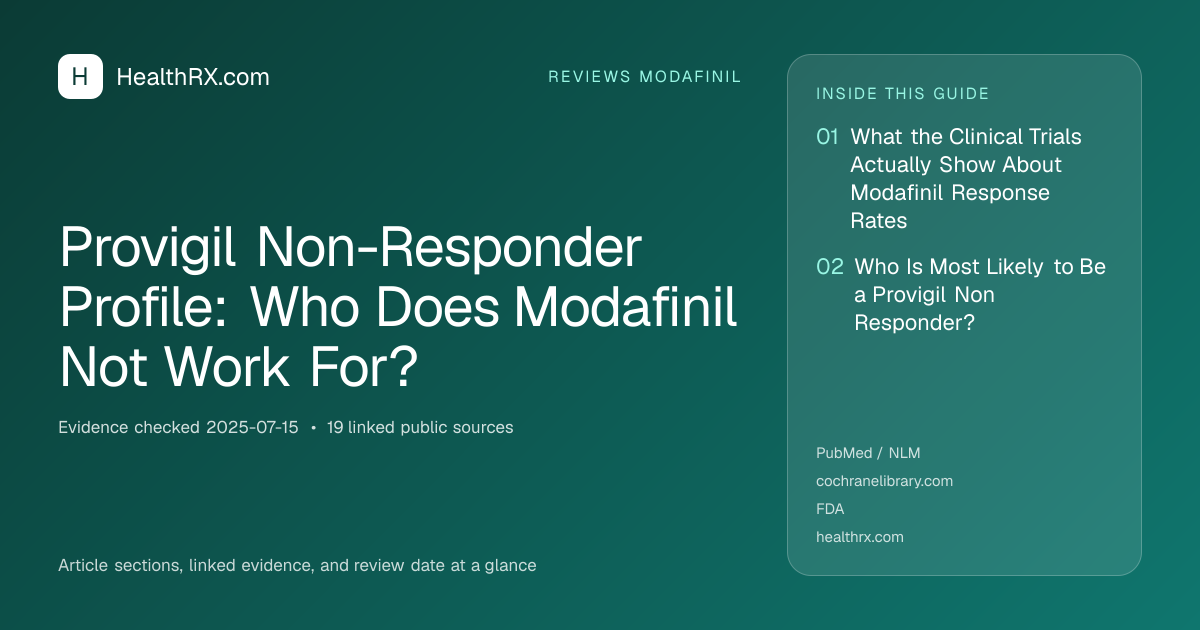 Evidence overview for reviews modafinil: Provigil Non-Responder Profile: Who Does Modafinil Not Work For?