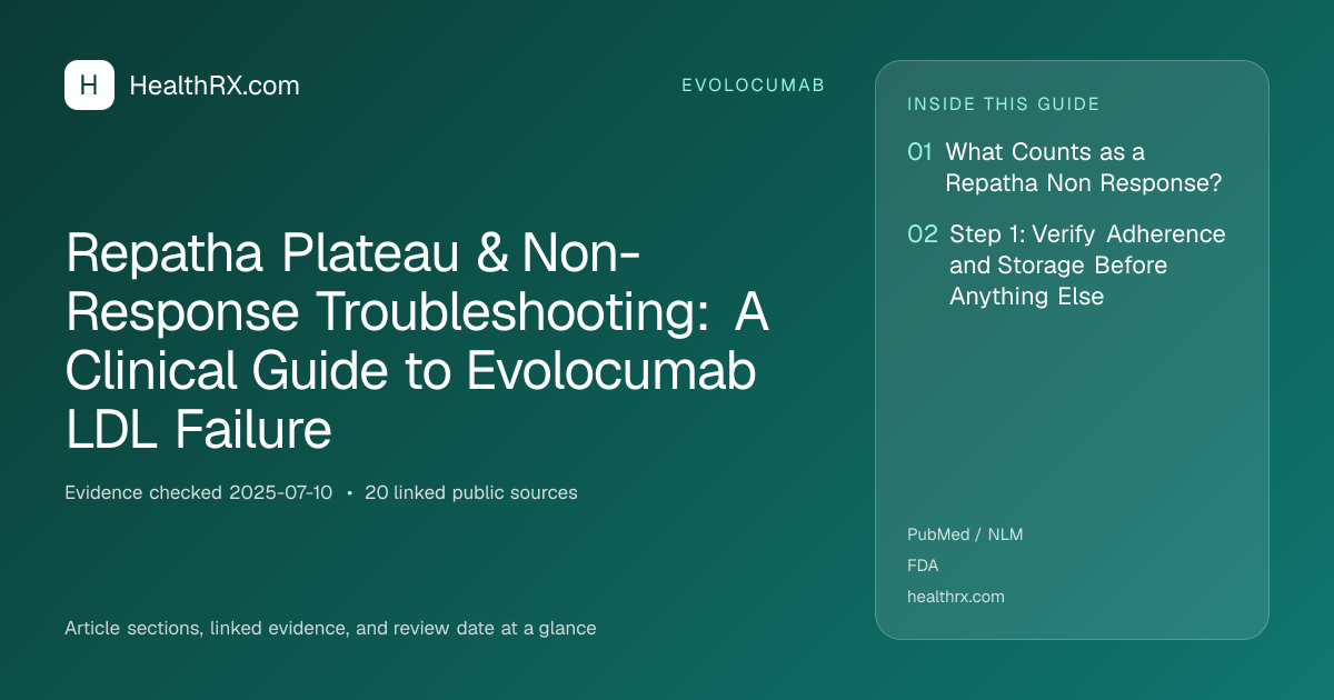Evidence overview for Repatha Plateau & Non-Response Troubleshooting: A Clinical Guide to Evolocumab LDL Failure