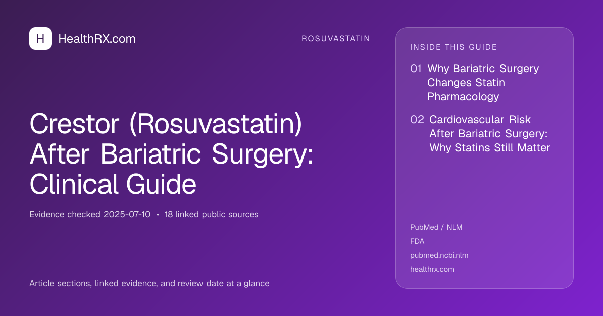 Evidence overview for rosuvastatin: Crestor (Rosuvastatin) After Bariatric Surgery: Clinical Guide