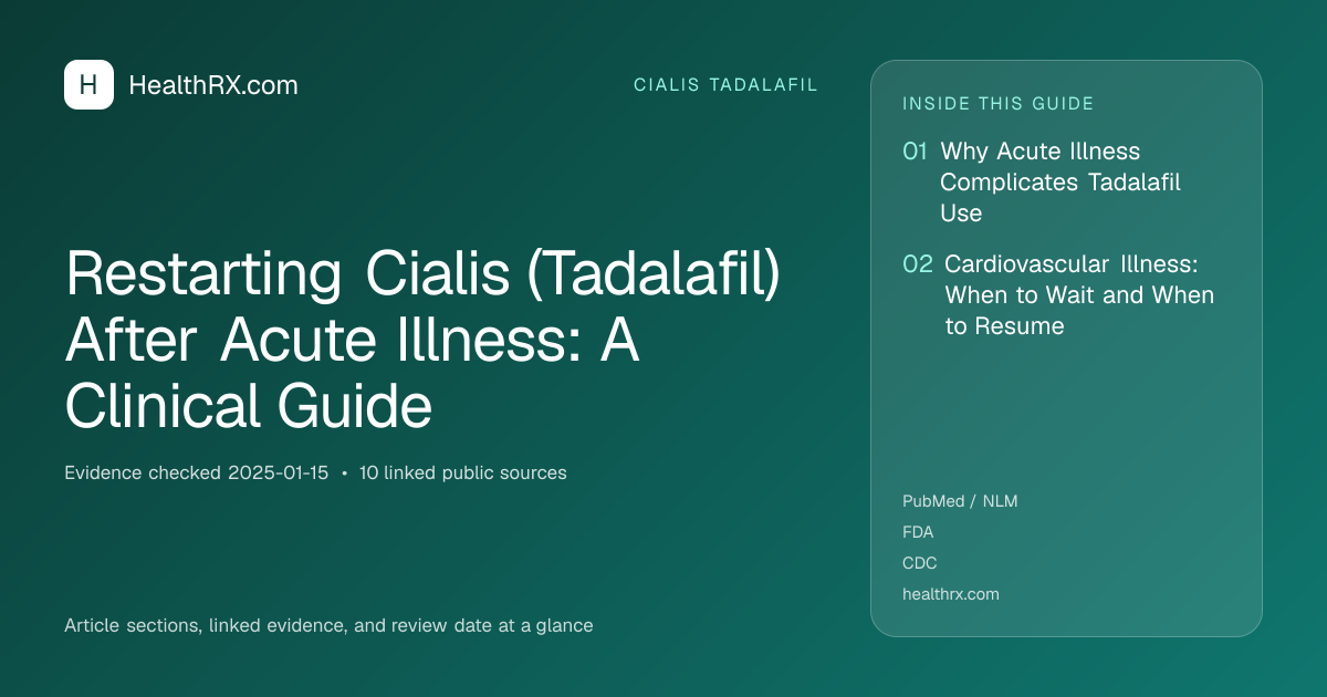 Evidence overview for cialis tadalafil: Restarting Cialis (Tadalafil) After Acute Illness: A Clinical Guide
