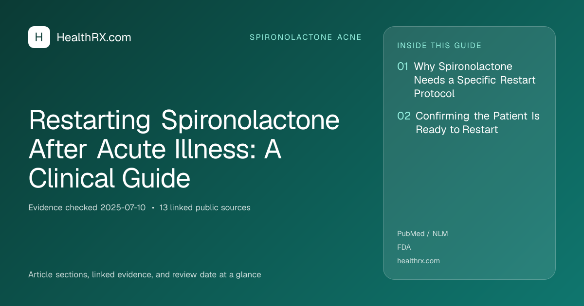 Evidence overview for spironolactone acne: Restarting Spironolactone After Acute Illness: A Clinical Guide