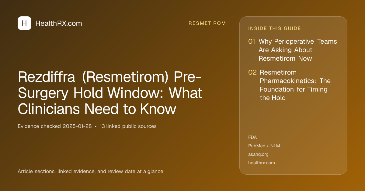 Evidence overview for resmetirom: Rezdiffra (Resmetirom) Pre-Surgery Hold Window: What Clinicians Need to Know