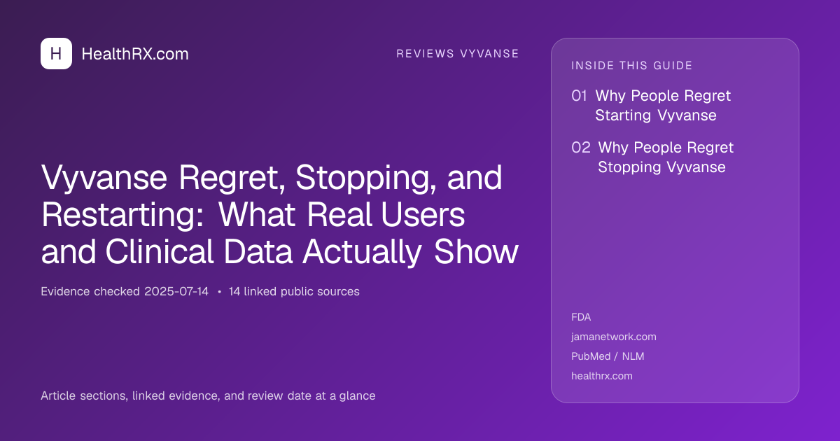 Evidence overview for reviews vyvanse: Vyvanse Regret, Stopping, and Restarting: What Real Users and Clinical Data Actually Show