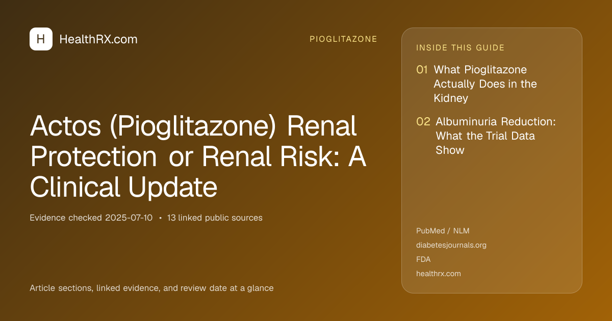 Evidence overview for Actos (Pioglitazone) Renal Protection or Renal Risk: A Clinical Update