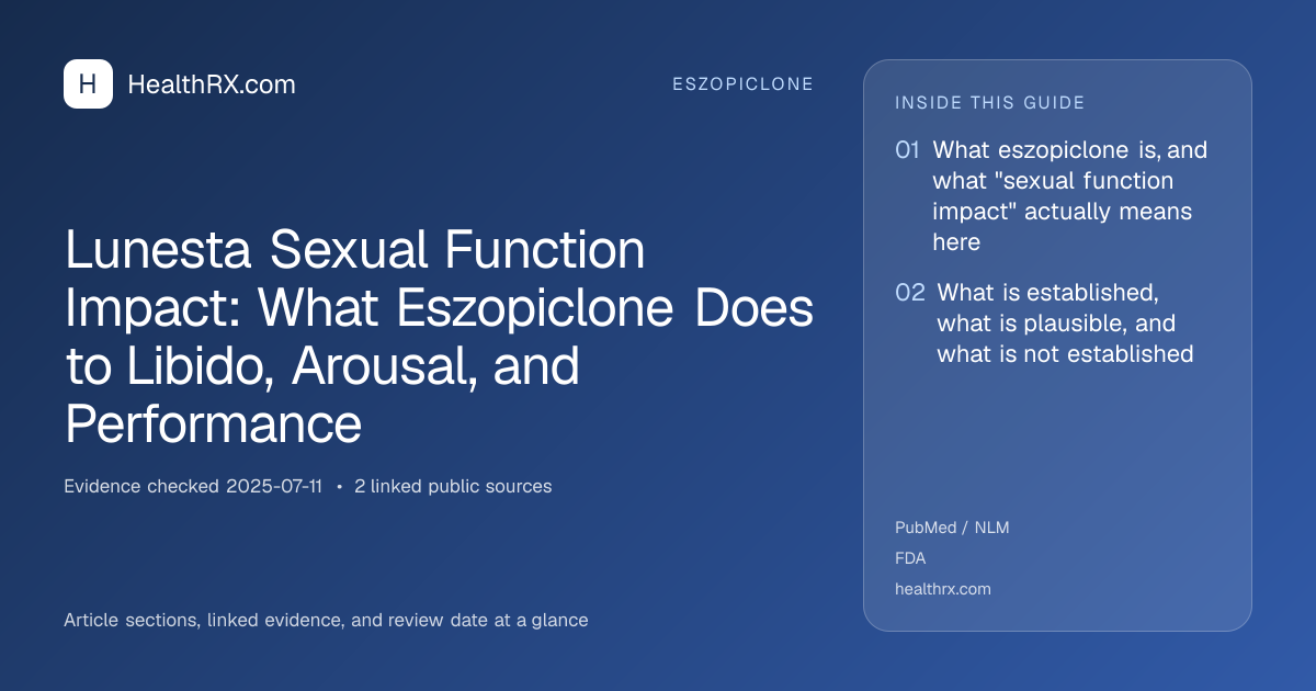 Evidence overview for Lunesta Sexual Function Impact: What Eszopiclone Does to Libido, Arousal, and Performance