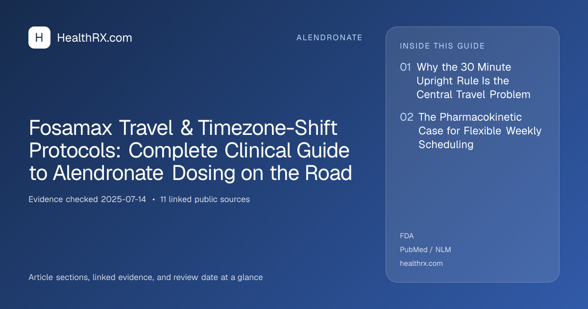 Evidence overview for alendronate: Fosamax Travel & Timezone-Shift Protocols: Complete Clinical Guide to Alendronate Dosing on the Road