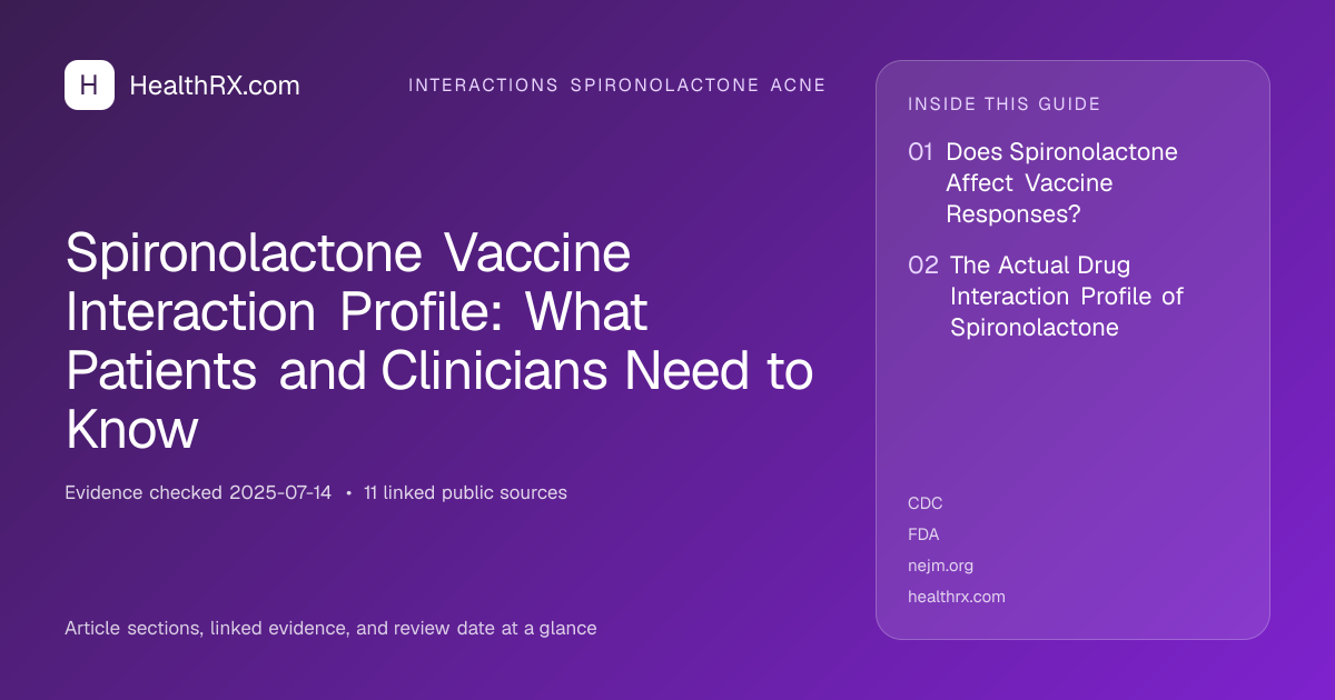 Evidence overview for interactions spironolactone acne: Spironolactone Vaccine Interaction Profile: What Patients and Clinicians Need to Know