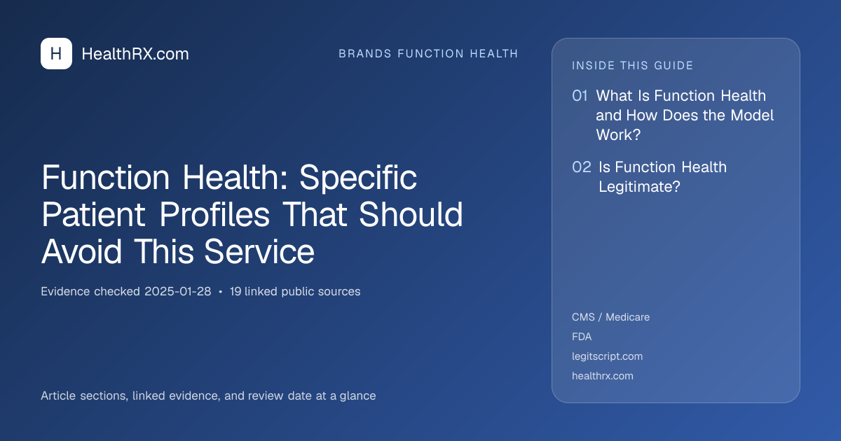 Evidence overview for Function Health: Specific Patient Profiles That Should Avoid This Service