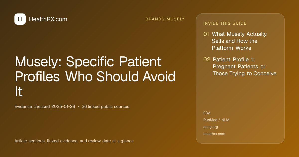 Evidence overview for brands musely: Musely: Specific Patient Profiles Who Should Avoid It