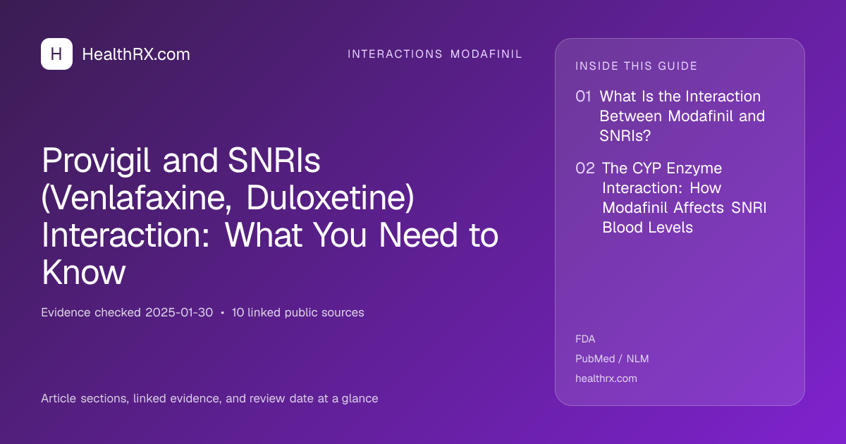 Evidence overview for interactions modafinil: Provigil and SNRIs (Venlafaxine, Duloxetine) Interaction: What You Need to Know