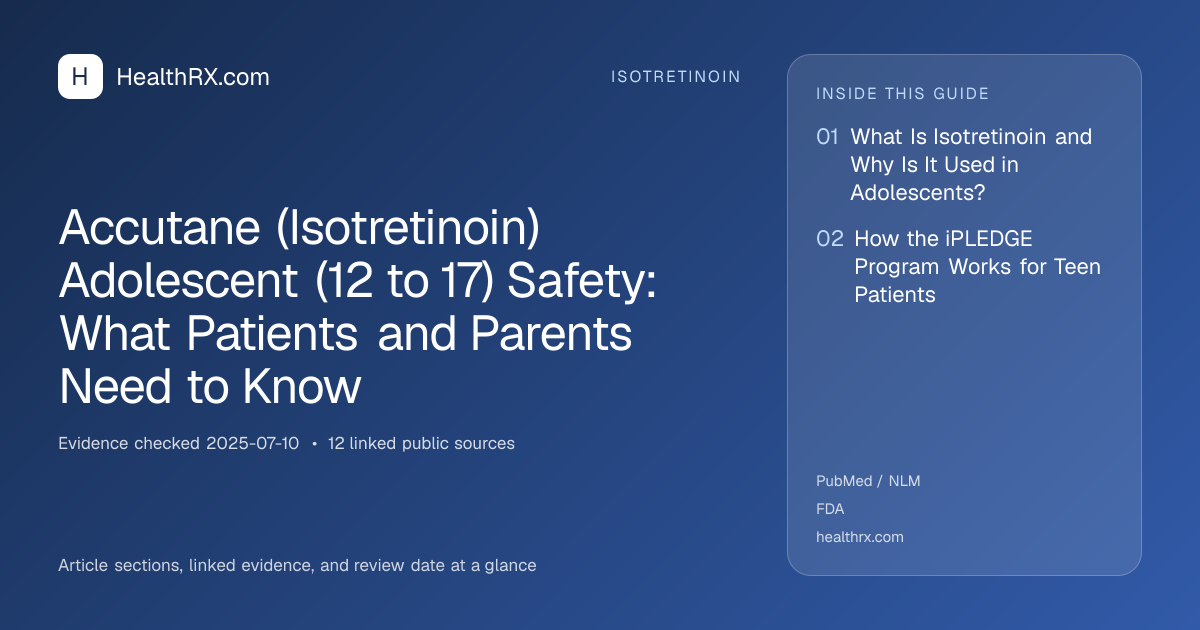 Evidence overview for Accutane (Isotretinoin) Adolescent (12 to 17) Safety: What Patients and Parents Need to Know