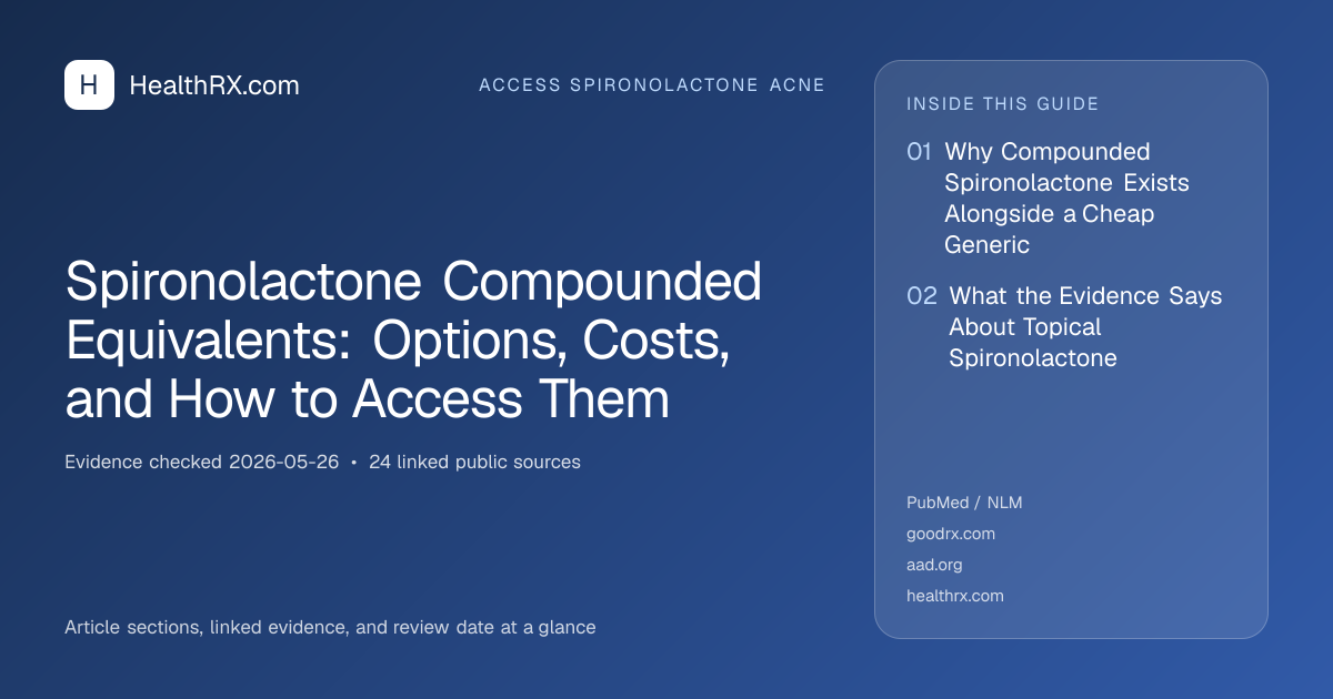 Evidence overview for Spironolactone Compounded Equivalents: Options, Costs, and How to Access Them