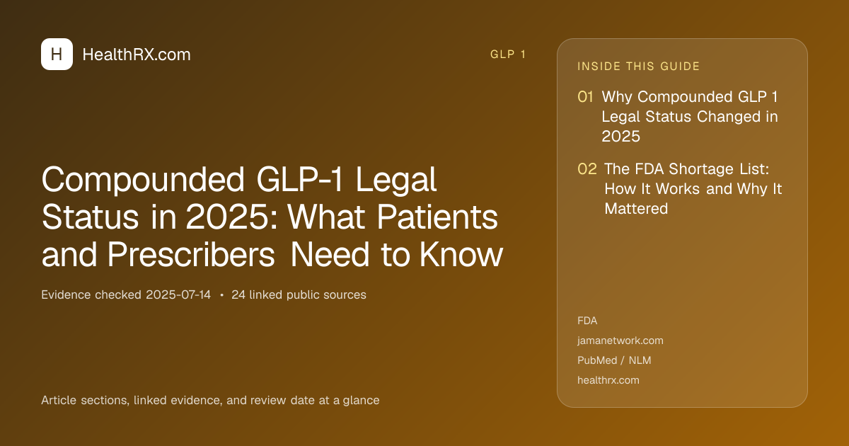 Evidence overview for Compounded GLP-1 Legal Status in 2025: What Patients and Prescribers Need to Know