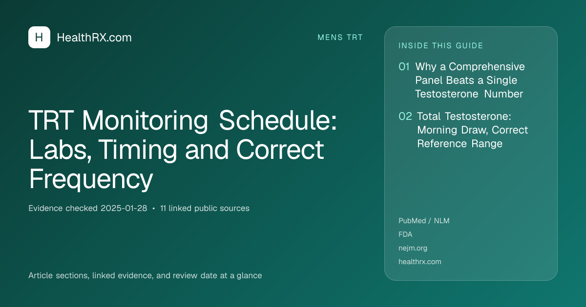 Evidence overview for TRT Monitoring Schedule: Labs, Timing and Correct Frequency