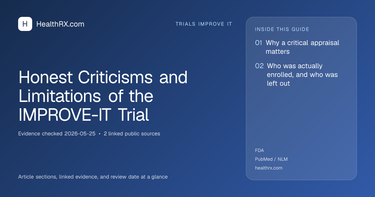 Evidence overview for Honest Criticisms and Limitations of the IMPROVE-IT Trial