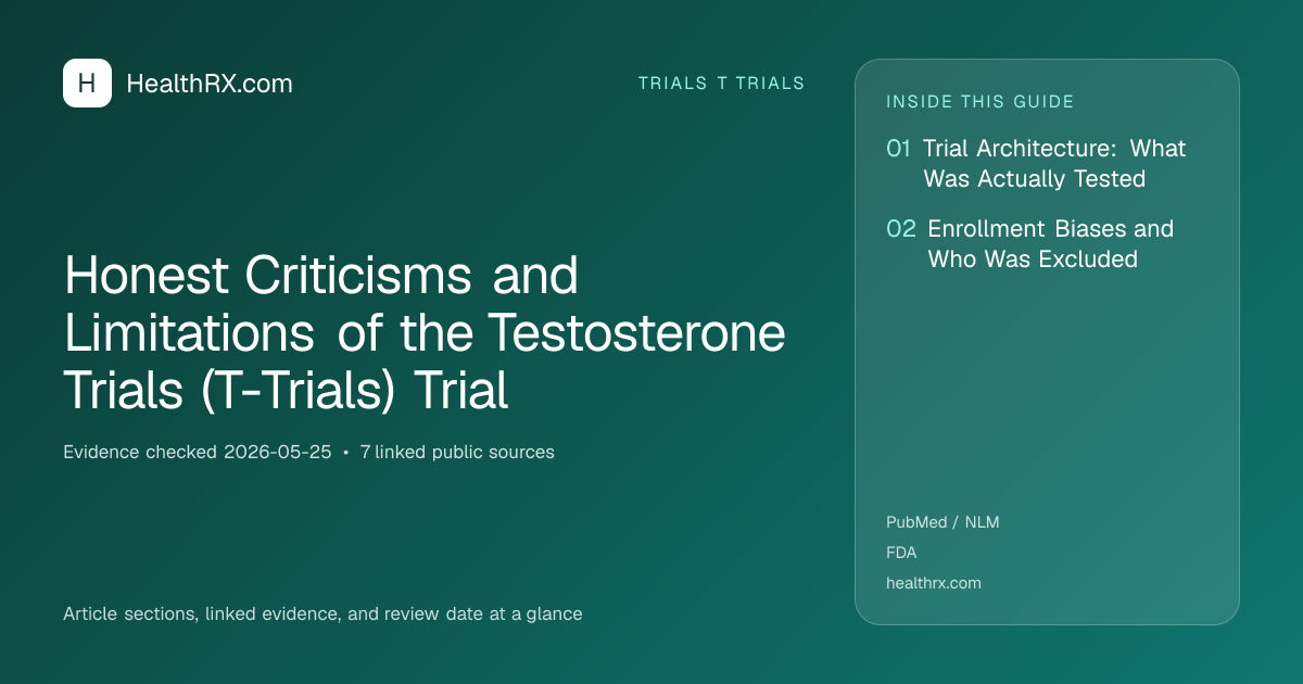 Evidence overview for Honest Criticisms and Limitations of the Testosterone Trials (T-Trials) Trial