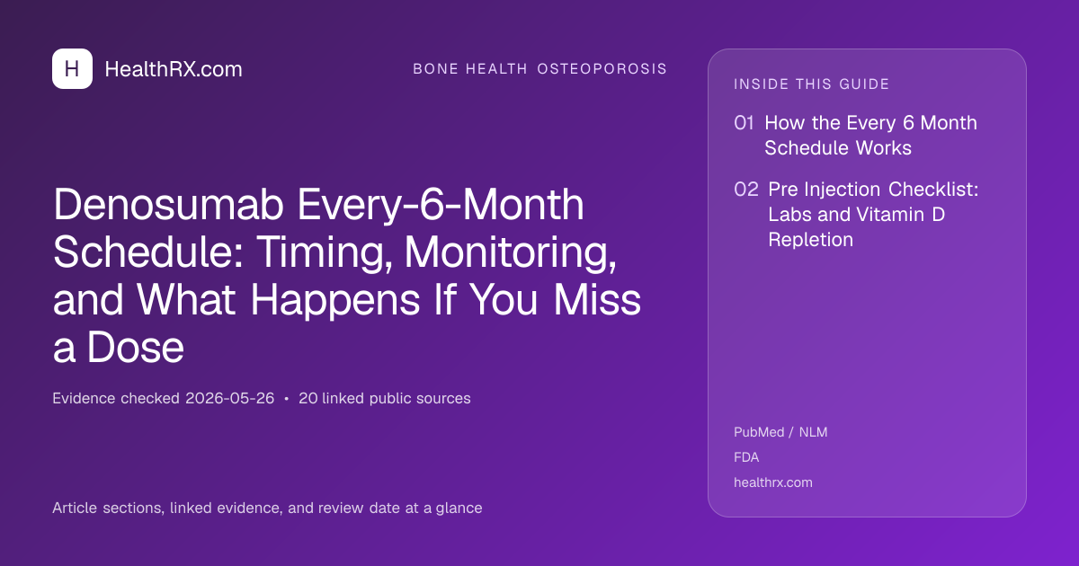 Evidence overview for Denosumab Every-6-Month Schedule: Timing, Monitoring, and What Happens If You Miss a Dose