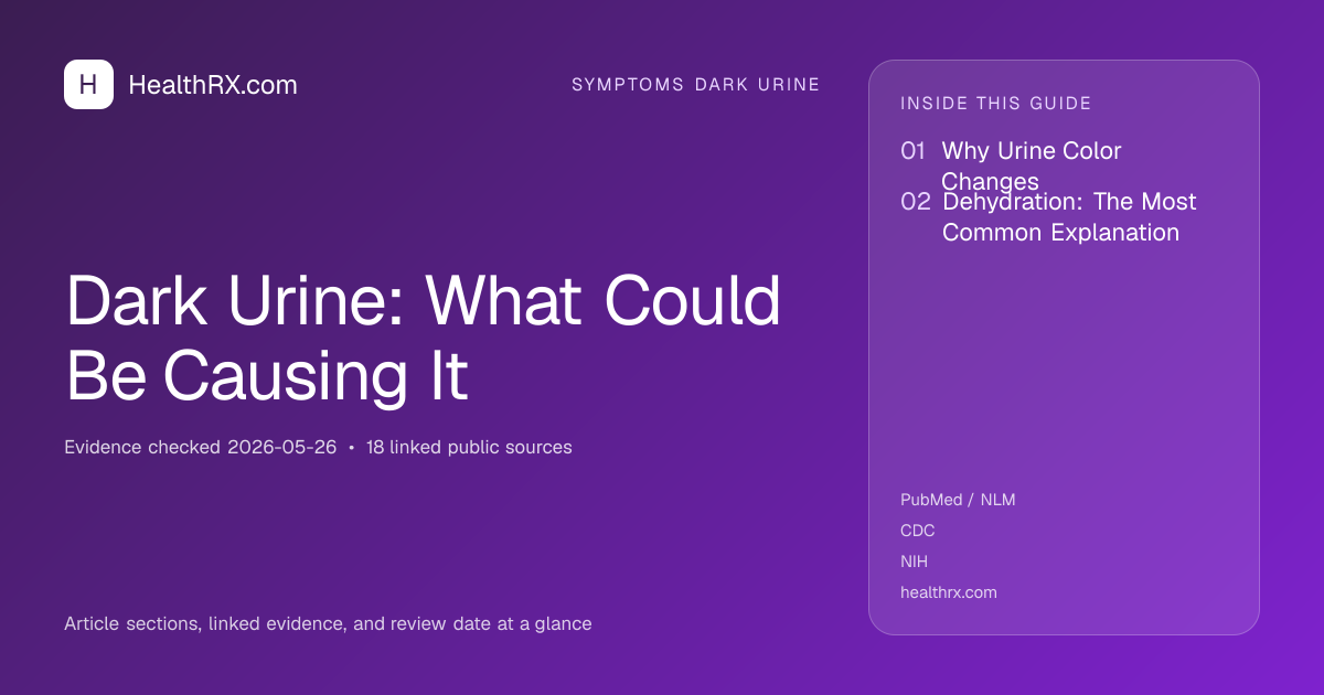 Evidence overview for symptoms dark urine: Dark Urine: What Could Be Causing It