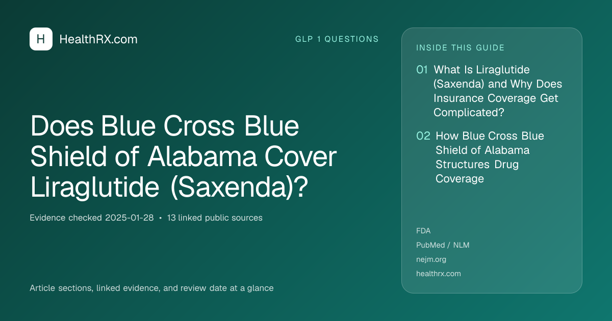 Evidence overview for Does Blue Cross Blue Shield of Alabama Cover Liraglutide (Saxenda)?