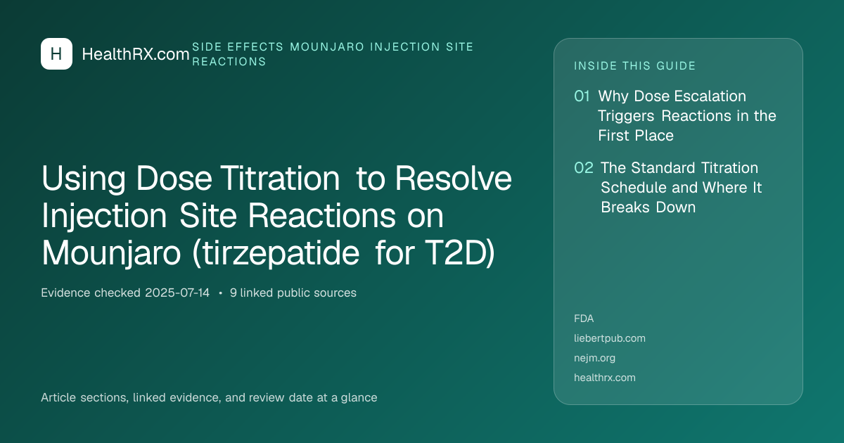 Evidence overview for Using Dose Titration to Resolve Injection Site Reactions on Mounjaro (tirzepatide for T2D)