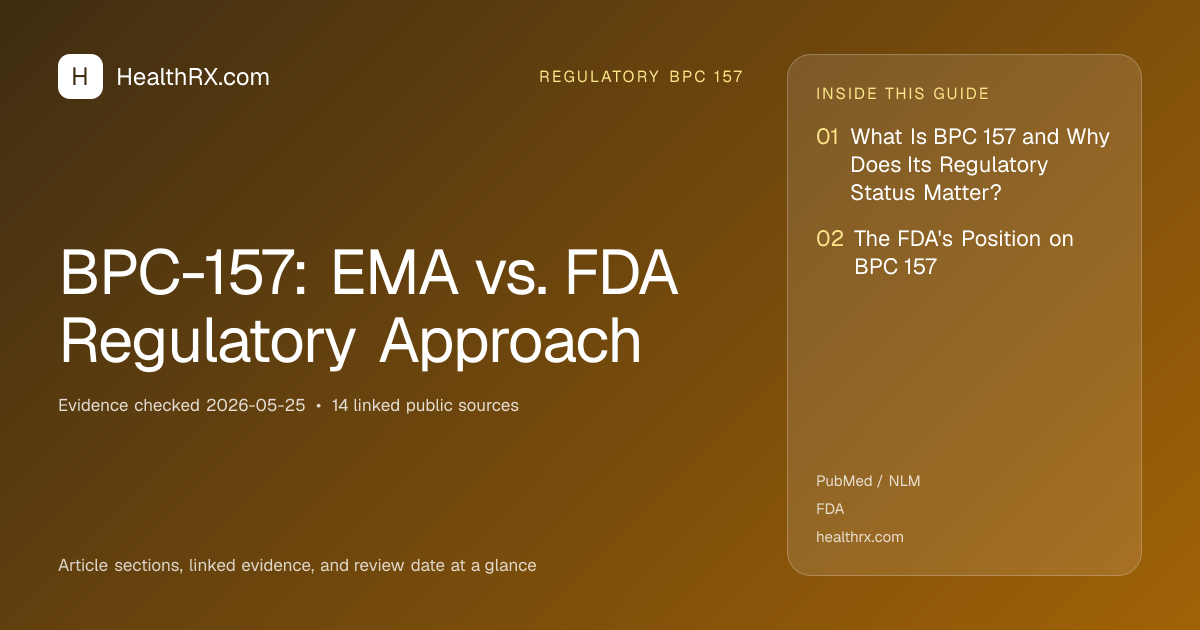 Evidence overview for BPC-157: EMA vs. FDA Regulatory Approach