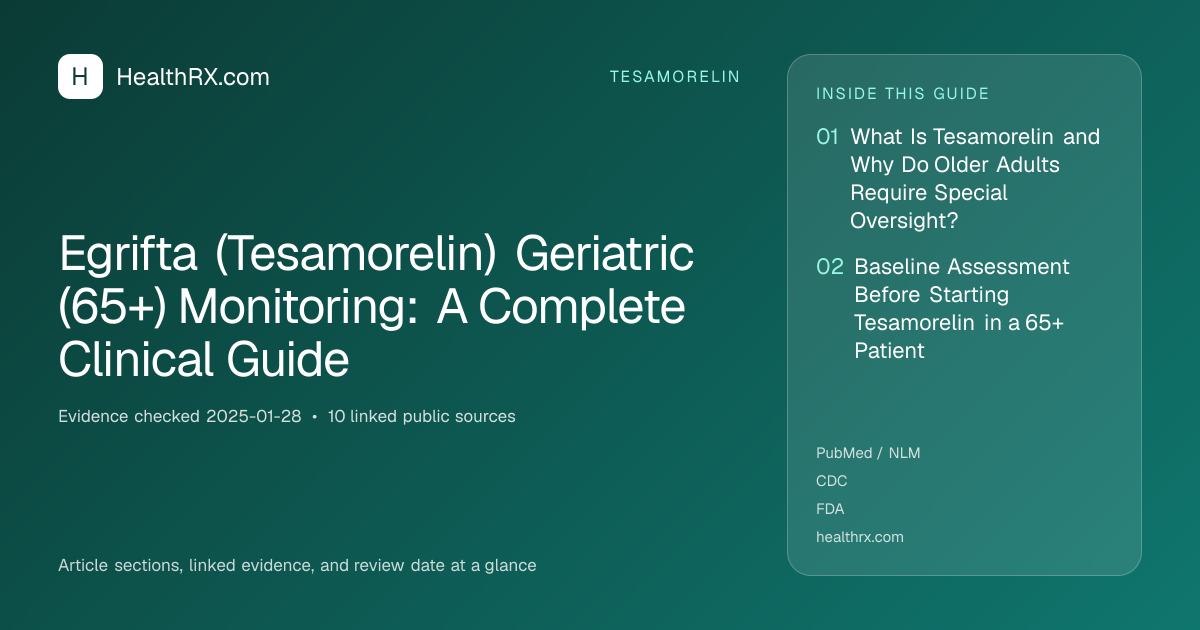 Evidence overview for Egrifta (Tesamorelin) Geriatric (65+) Monitoring: A Complete Clinical Guide