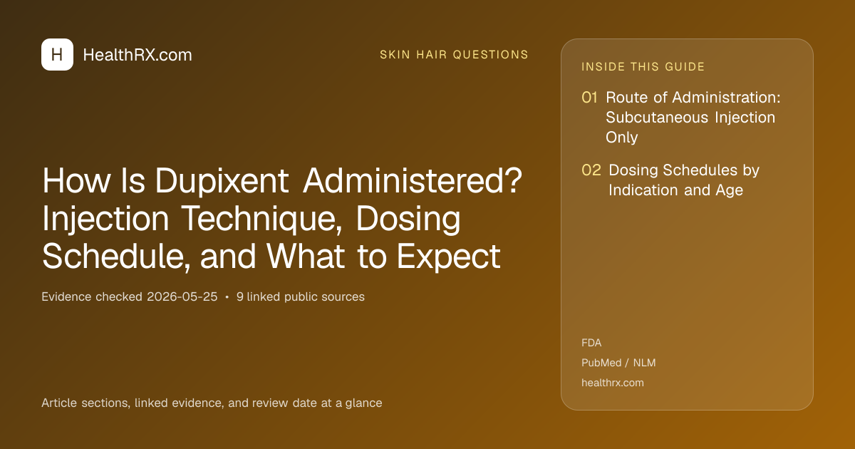 Evidence overview for skin hair questions: How Is Dupixent Administered? Injection Technique, Dosing Schedule, and What to Expect