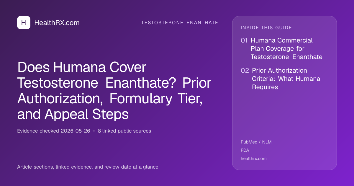 Evidence overview for Does Humana Cover Testosterone Enanthate? Prior Authorization, Formulary Tier, and Appeal Steps