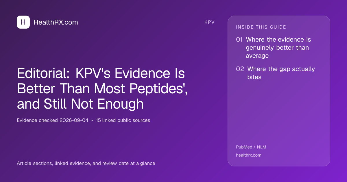 Evidence overview for Editorial: KPV's Evidence Is Better Than Most Peptides', and Still Not Enough
