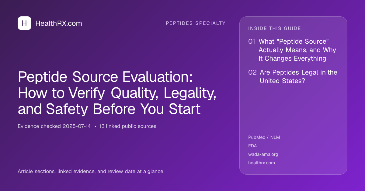 Evidence overview for Peptide Source Evaluation: How to Verify Quality, Legality, and Safety Before You Start